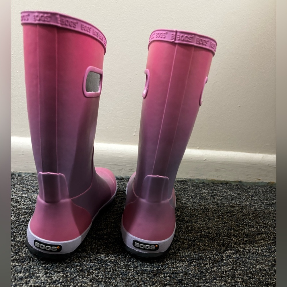 BOGS Kids Ombre Rain Boots Youth 6 – Pink Purple Waterproof Rubber Boots - Picture 8 of 12